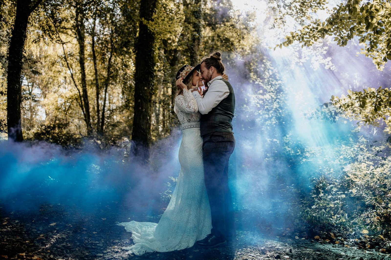 Ashridge court, blue smoke bombs